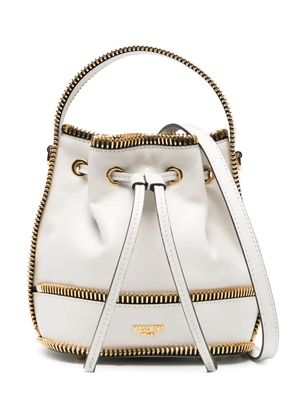 Moschino exposed-zip detail leather bucket bag - Neutrals