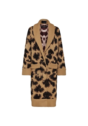 Philipp Plein Wool Jacquard Coat Leopard - Brown