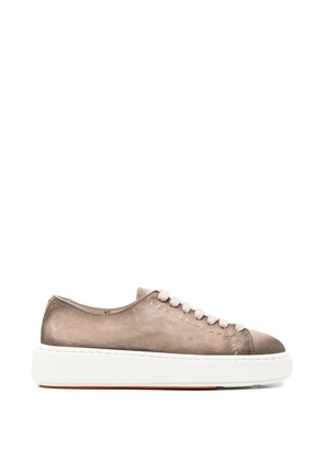 Santoni leather sneakers - Neutrals