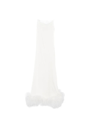 Oséree feather-trim midi dress - White
