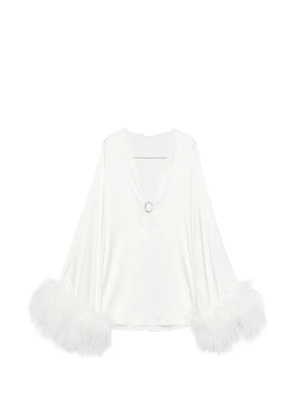 Oséree feather-trim mini dress - White