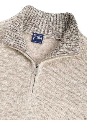 Fedeli zip-neck sweater - Neutrals