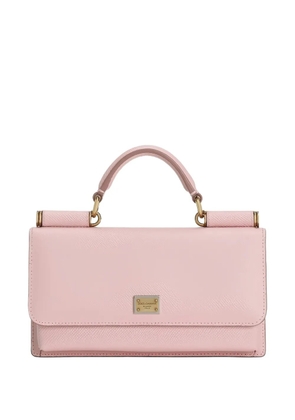 Dolce & Gabbana logo-plaque grained clutch bag - Pink
