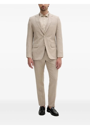 Armani Exchange logo-embroidered linen shirt - Neutrals