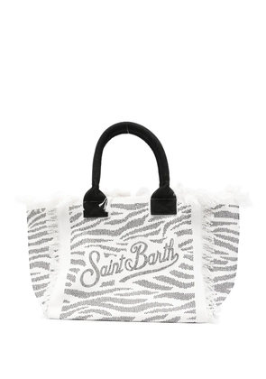 MC2 Saint Barth Vanity zebra-print rhinestone-embellished tote bag - White