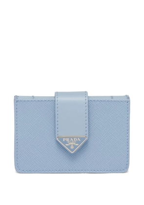 Prada Saffiano and smooth leather card holder - Blue