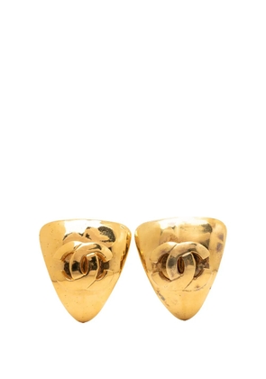 CHANEL Pre-Owned 1997 CC Gold Plated Triangular Clip On Earrings costume earrings