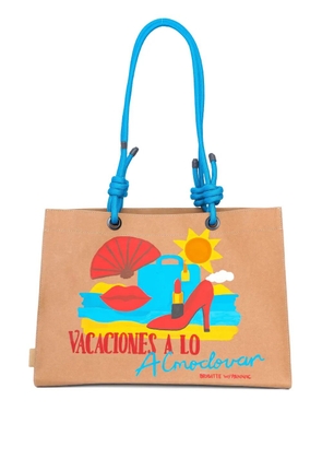 Brigitte painted beach bag - Brown