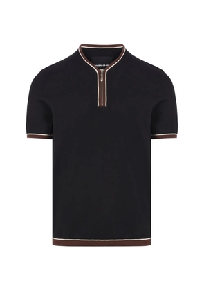 Manière De Voir zip-neck knit polo shirt - Black