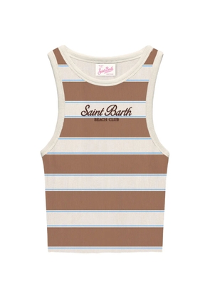 MC2 Saint Barth striped text vest - Brown