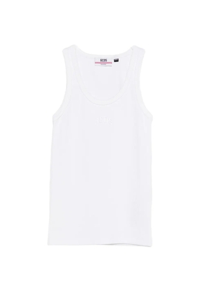 GCDS embroidered ribbed T-shirt - White