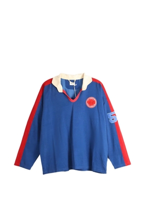 BODE Lakewood logo-patch panelled shirt - Blue