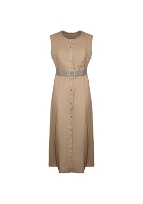 Purotatto linen sleeveless dress - Neutrals