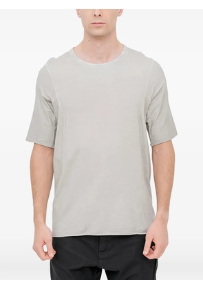 69 BY ISAAC SELLAM leather-trimmed raw-cut t-shirt - Grey