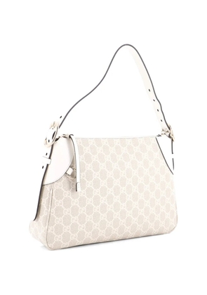 Gucci Pre-Owned Emblem GG Coated Canvas with Leather Medium shoulder bag - Neutrals