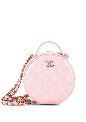 CHANEL Pre-Owned Handle with Care Round Vanity Case with Chain Quilted Lambskin Small crossbody bag - Pink