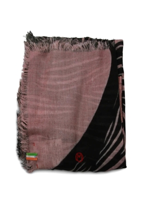 TALKING WALLS graphic-print frayed scarf - Pink