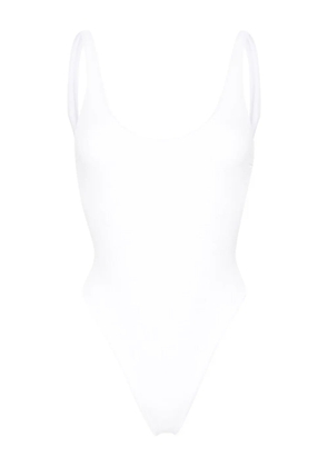 Elisabetta Franchi rhinestone-embellished monogram swimsuit - White