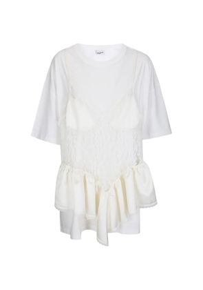 Vaquera lace-overlay ruffled T-shirt - White