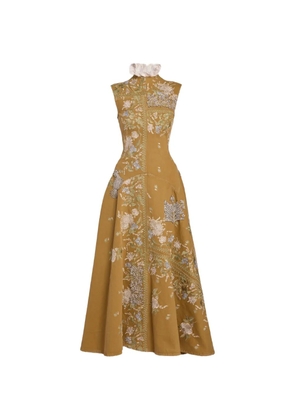 ERDEM floral-embroidered maxi dress - Brown