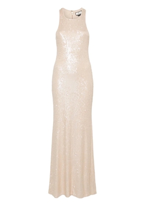 Elisabetta Franchi racerback sequined gown - Neutrals