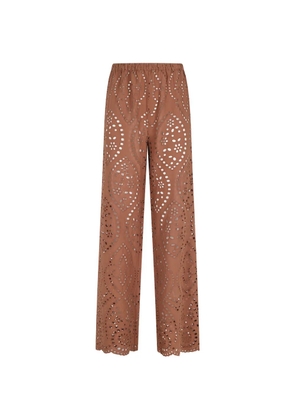 MC2 Saint Barth Inez broderie anglaise palazzo pants - Brown