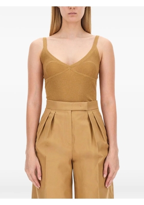 Max Mara V-neck ribbed top - Neutrals