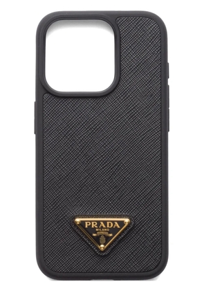 Prada triangle-logo iPhone 15 Pro case - Black