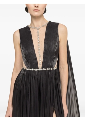 NISSA crystal embellished chiffon dress - Black