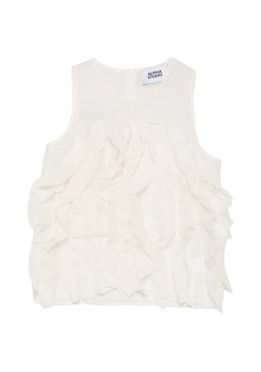 ALPHA STUDIO ruffled top - White
