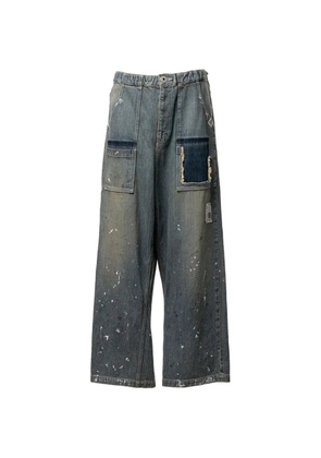 Maison MIHARA YASUHIRO stripe patchwork jeans - Blue