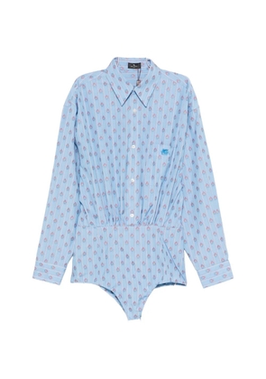 ETRO floral-print striped bodysuit - Blue