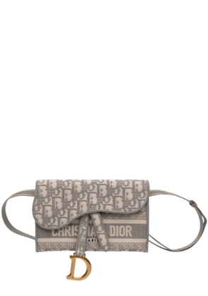 Christian Dior Pre-Owned 2022 Oblique Canvas Embroidered Saddle belt bag - Grey