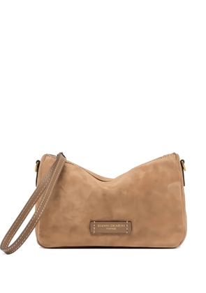 GIANNI CHIARINI Nora suede clutch bag - Brown