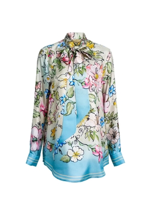 Elie Saab floral-print pussy-bow shirt - Neutrals