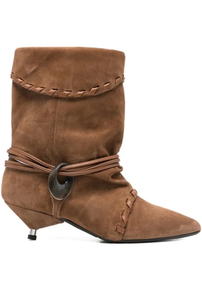Gisel Moire Ariel braided buckle boots - Brown