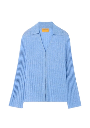 Guest In Residence Breezy ribbed point-collar cardigan - Blue