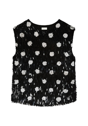 DRIES VAN NOTEN embroidered polka-dot silk top - Black