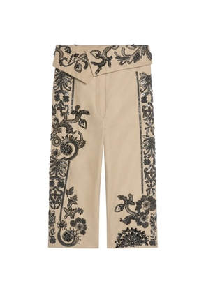 DRIES VAN NOTEN embroidered capri pants - Neutrals