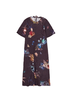 Bimba y Lola textured floral midi dress - Brown