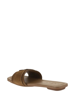 Hogan H685 suede flat mules - Brown