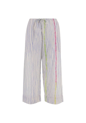 Pero striped drawstring trousers - White