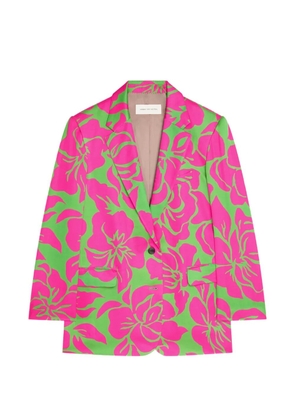 DRIES VAN NOTEN oversized floral satin blazer - Green