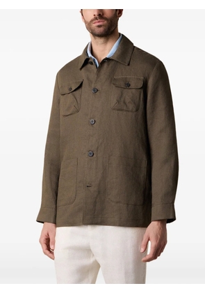 Brooks Brothers buttoned linen overshirt - Brown