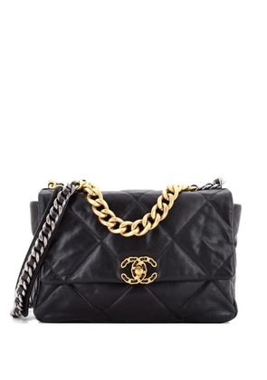 CHANEL Pre-Owned 19 Flap Bag Quilted Shiny Crumpled Calfskin Medium crossbody bag - Black