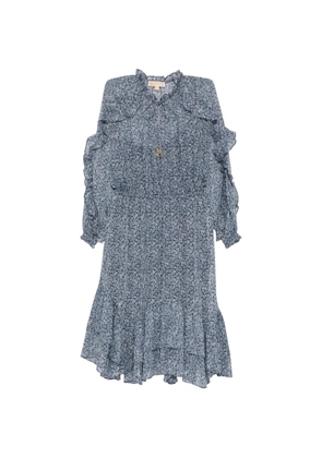 Michael Kors floral ruffle midi dress - Blue