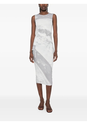 Patrizia Pepe Midi wave-print dress - Grey