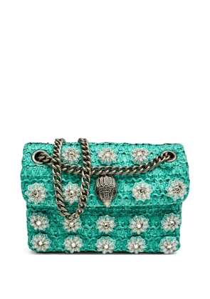 Kurt Geiger Kensington flower-embellishment raffia handbag - Green