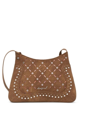 Desigual cutout studded crossbody bag - Brown