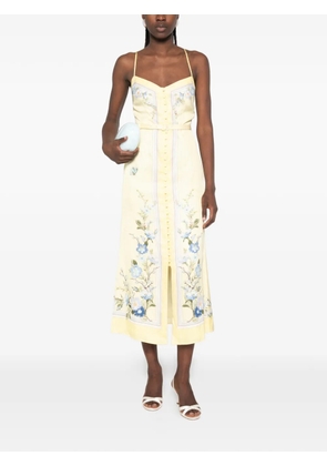 Self-Portrait floral-print midi dress - Yellow